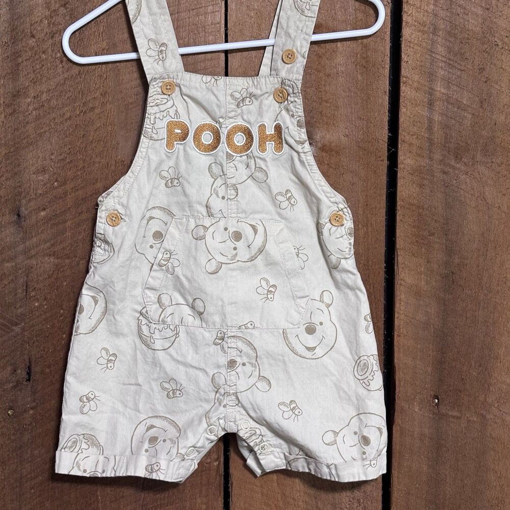 Disney Baby Winnie The Pooh Overall Shorts One Piece Yellow Size 3 Months